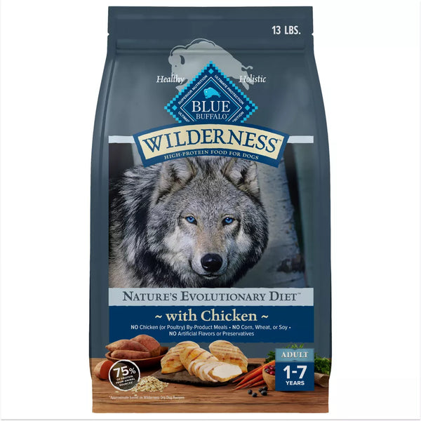 Blue Buffalo Wilderness High Protein Wholesome Grains with Chicken Natural Adult Dry Dog Food - 13 lbs.