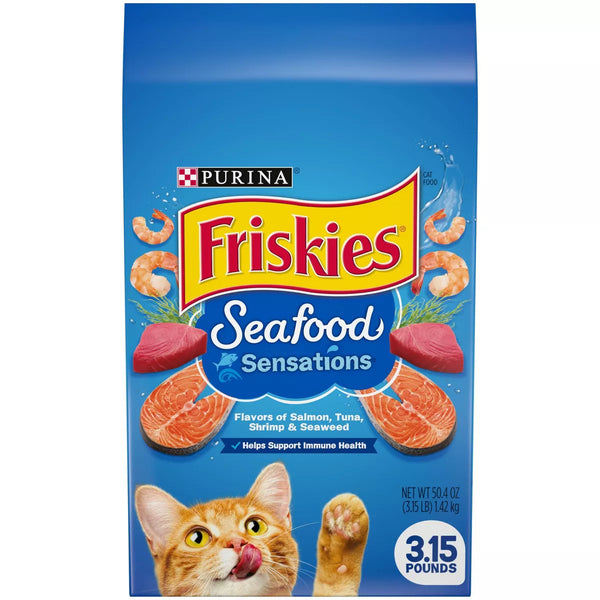 Purina Friskies Seafood Sensations With Flavors of Salmon, Tuna, Shrimp & Seaweed Dry Cat Food - 3.15 lbs.