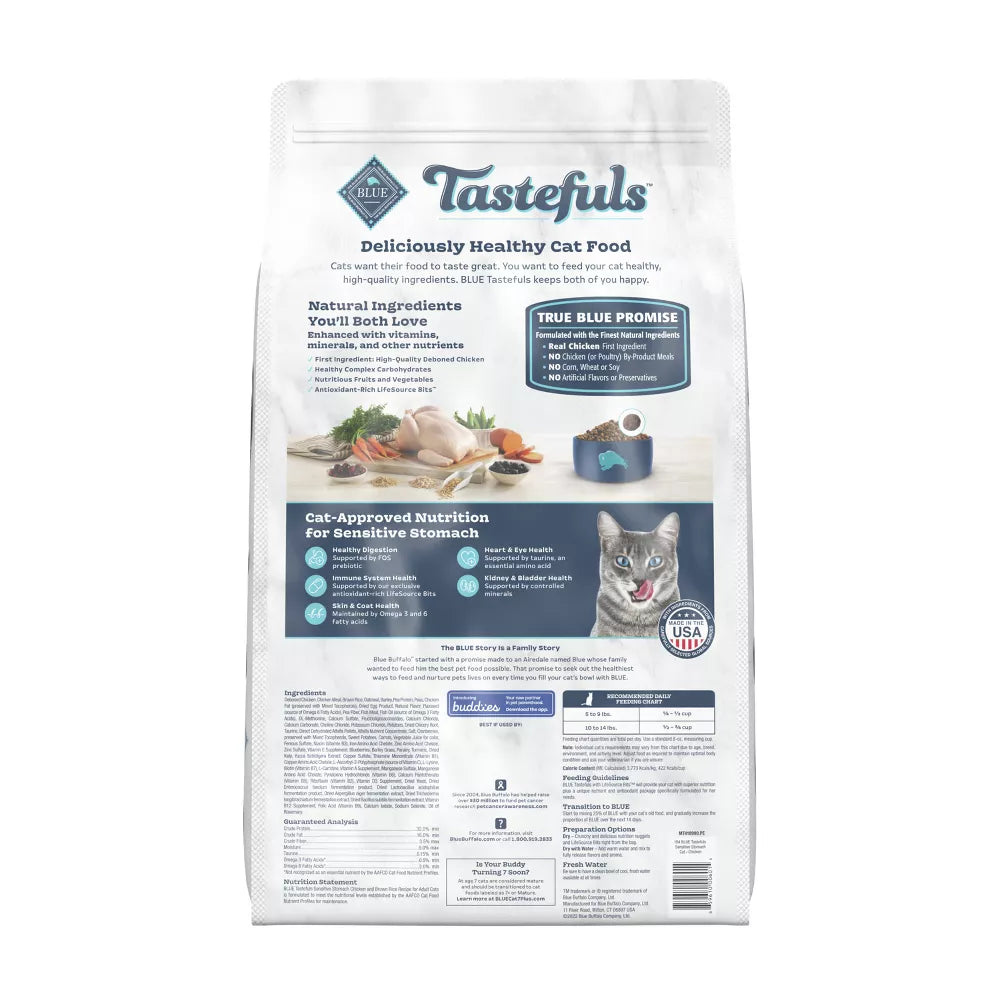 Blue Buffalo Tastefuls with Chicken Sensitive Stomach Natural Adult Dry Cat Food - 15 lbs.