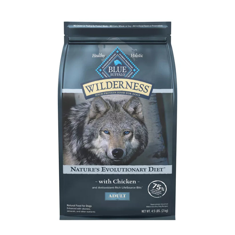 Blue Buffalo Wilderness High Protein Wholesome Grains with Chicken Natural Adult Dry Dog Food - 4.5lbs