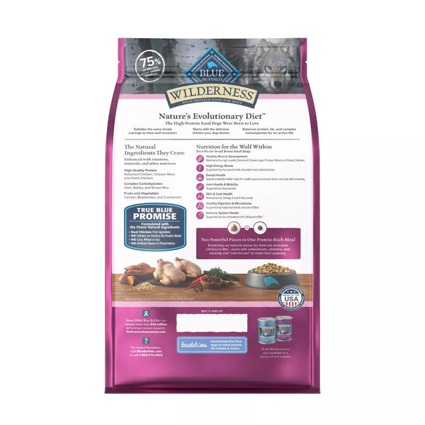 Blue Buffalo Wilderness High Protein Natural Grains with Chicken Small Breed Adult Dry Dog Food - 4.5 lbs.