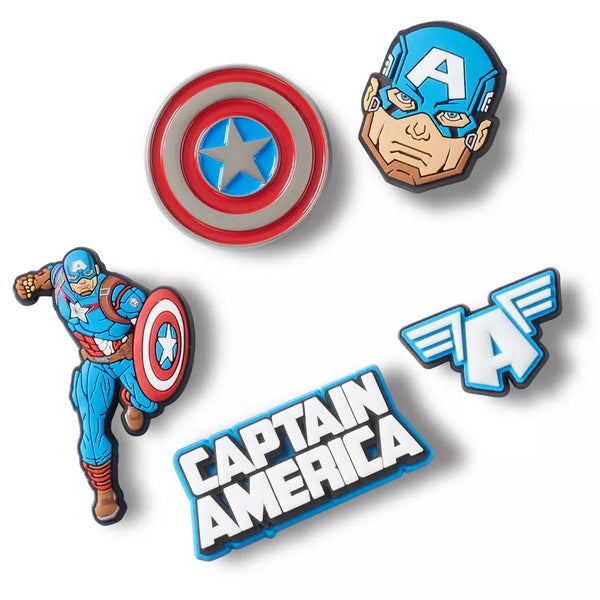 Crocs Marvel Captain America Kids Superhero Shoe Charm Jibbitz - 5 pk