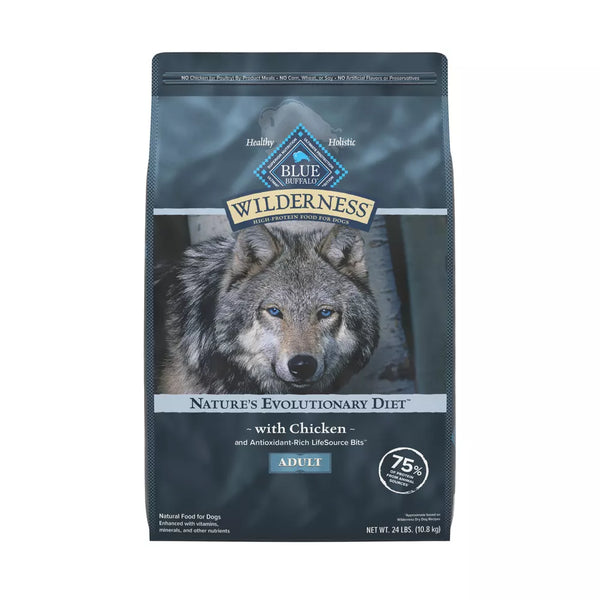 Blue Buffalo Wilderness High Protein Natural Adult Dry Dog Food with Chicken Flavor - 24 lbs.