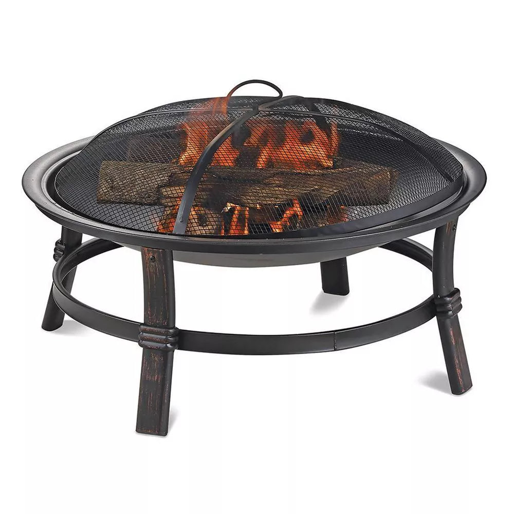 Mr. Bar-B-Q Endless Summer Round Wood Burning Outdoor Fire Pit