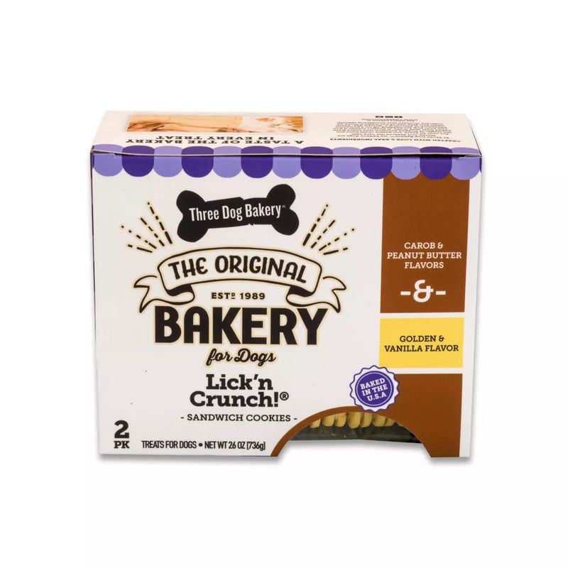 Three Dog Bakery Lick n Crunch Carob with Peanut Butter Filling and G ShopCGX