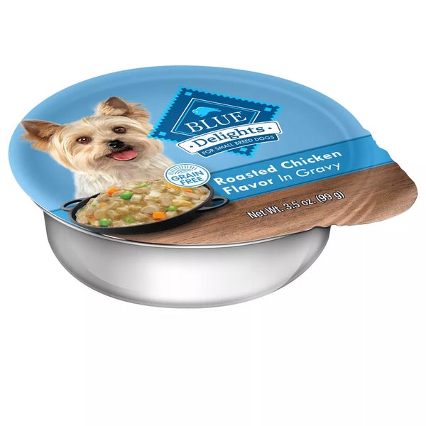 Blue Buffalo Delights Natural Adult Small Breed Wet Dog Food Cup Roasted Chicken Flavor in Hearty Gravy - 3.5 oz.