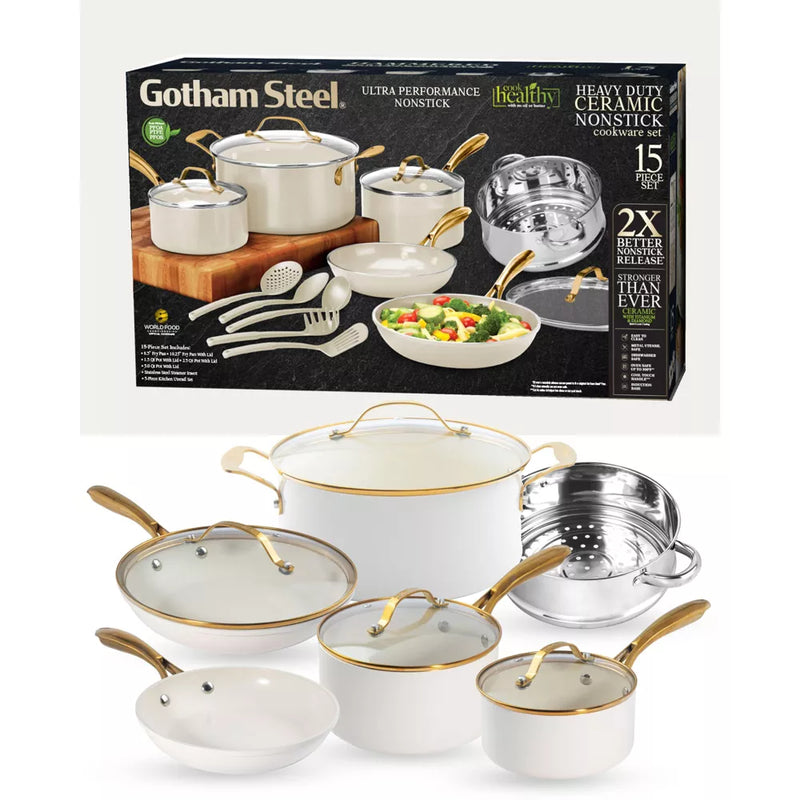 Gotham Steel Natural Collection 15-Piece Ceramic Non-Stick Cookware Set