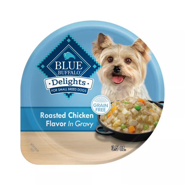 Blue Buffalo Delights Natural Adult Small Breed Wet Dog Food Cup Roasted Chicken Flavor in Hearty Gravy - 3.5 oz.