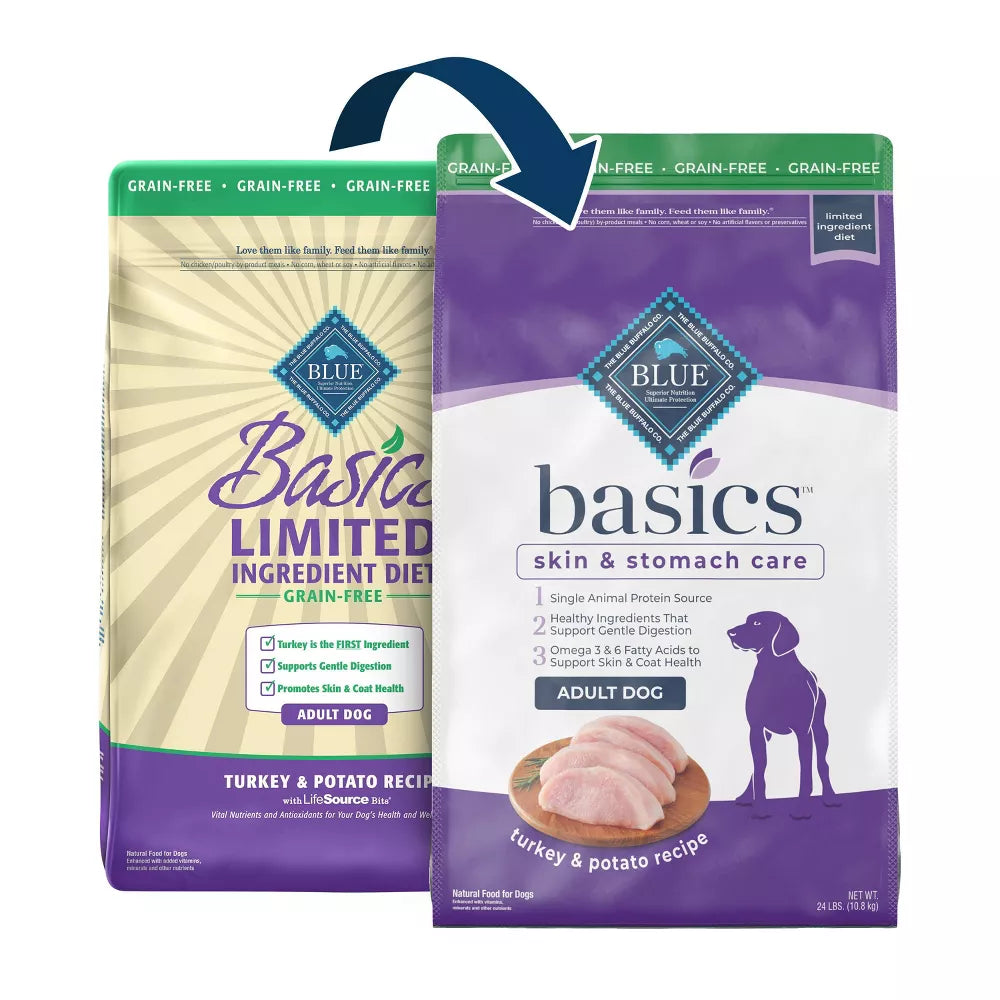 Blue Buffalo Basics Limited Ingredient Diet Grain Free Turkey & Potato Recipe Adult Dry Dog Food - 24 lbs.