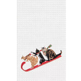 C&F Home Cats on Sled Tobogganing Embroidered Waffle Weave Kitchen Dish Towel