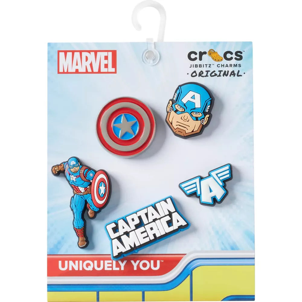 Crocs Marvel Captain America Kids Superhero Shoe Charm Jibbitz - 5 pk