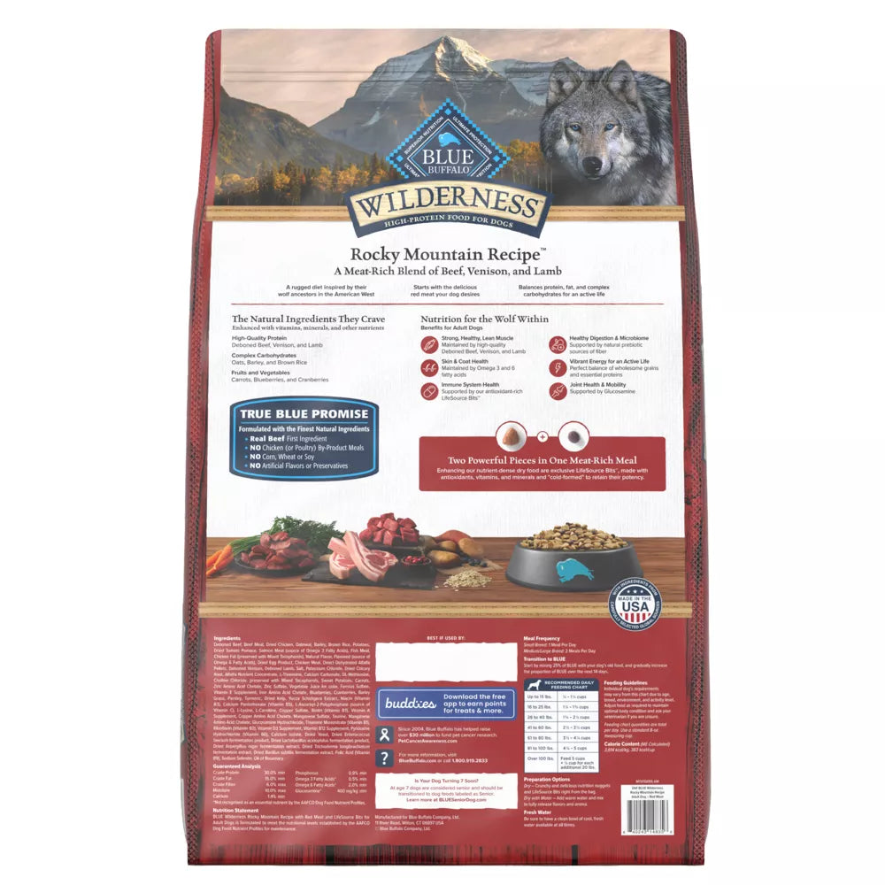 Blue Buffalo Wilderness Rocky Mountain Recipe High Protein Red Meat Natural Adult Dry Dog Food - 24 lbs.