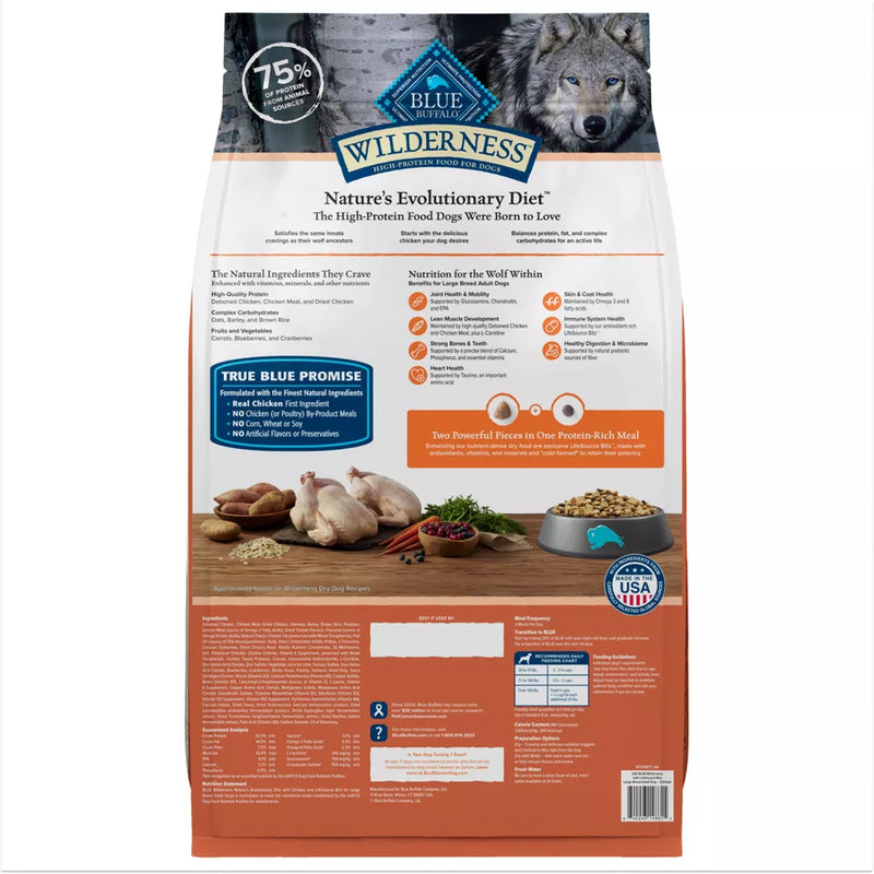 Blue Buffalo Wilderness High Protein Natural Large Breed Chicken Adult Dry Dog Food - 24 lbs.