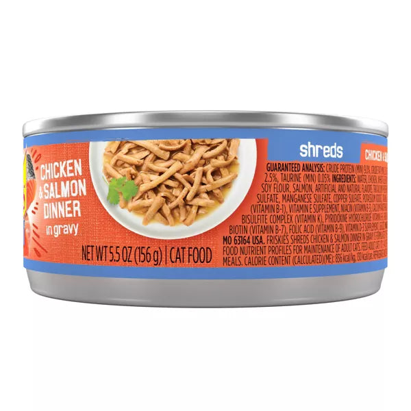 Purina Friskies Shreds Chicken & Salmon Dinner In Gravy Wet Cat Food - 5.5oz.