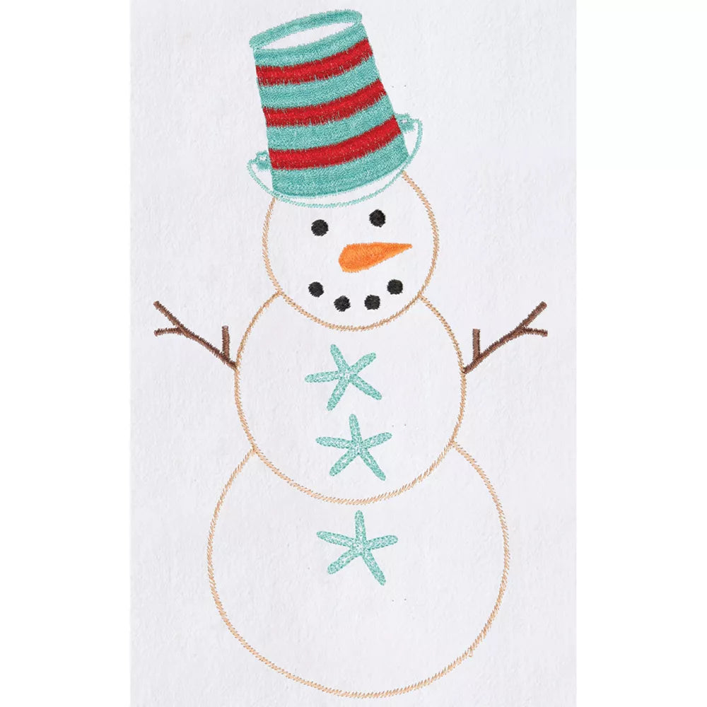 C&F Home Coastal Snowman with Blue Starfish Buttons Cotton Flour Sack Kitchen Dish Towel