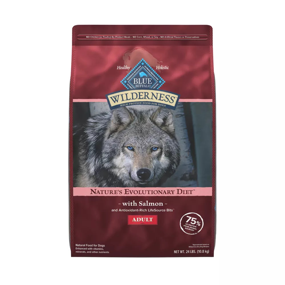 Blue Buffalo Wilderness High Protein Wholesome Grains Salmon Natural Adult Dry Dog Food - 24 lbs.