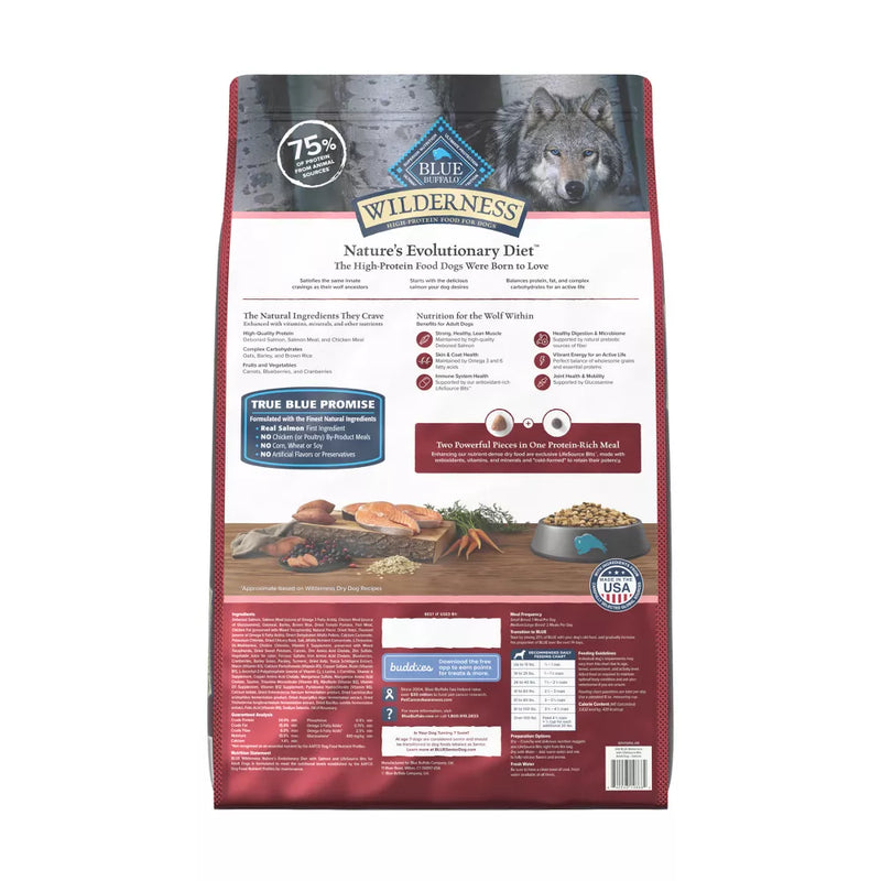 Blue Buffalo Wilderness High Protein Wholesome Grains Salmon Natural Adult Dry Dog Food - 24 lbs.