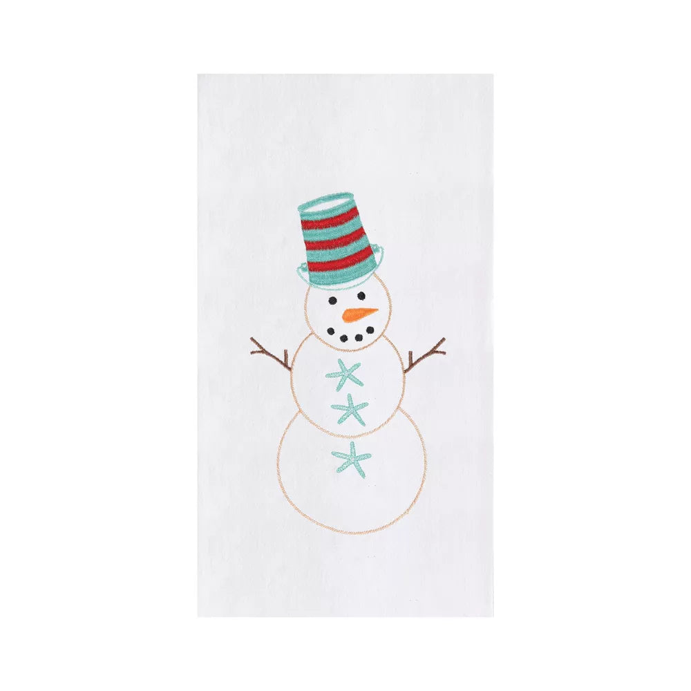 C&F Home Coastal Snowman with Blue Starfish Buttons Cotton Flour Sack Kitchen Dish Towel