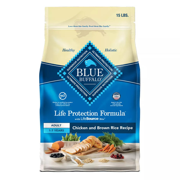 Blue Buffalo Life Protection Formula Natural Adult Dry Dog Food with Chicken and Brown Rice - 15 lbs.