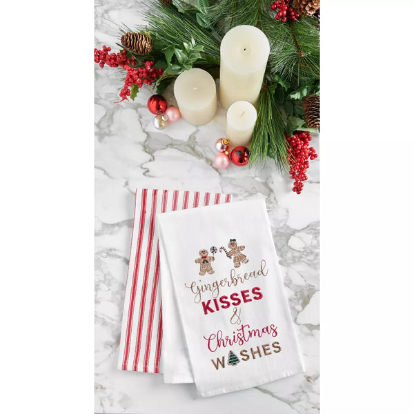 C&F Home Gingerbread Kisses and Christmas Wishes Kitchen Towel