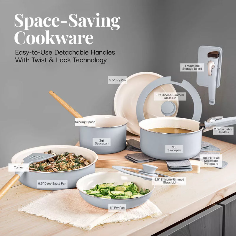 Gotham Steel 18-Piece Detachable Handle Cookware