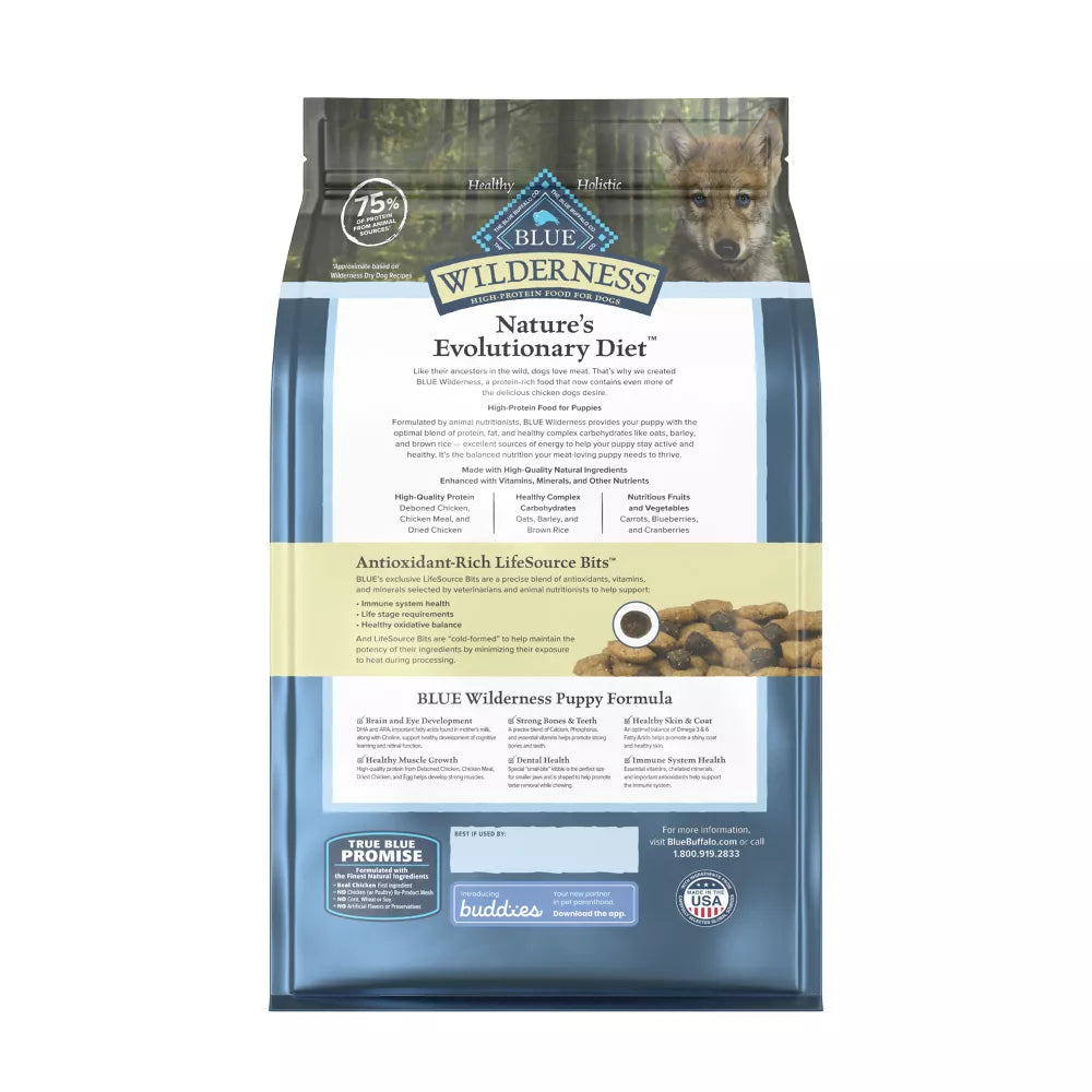 Blue Buffalo Wilderness High Protein Wholesome Grains and Chicken Natural Puppy Dry Dog Food - 4.5 lbs.