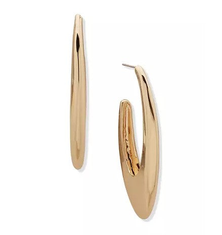 Nine West Golden Egg Tapered Hoop Earrings