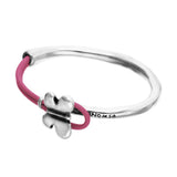 UNOde50 Semi-Rigid Silver & Pink Leather Butterfly Bracelet - Large