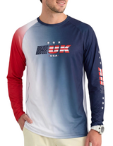 Huk Mens Airweight USA Crew Neck Long Sleeve T-Shirt