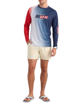 Huk Mens Airweight USA Crew Neck Long Sleeve T-Shirt
