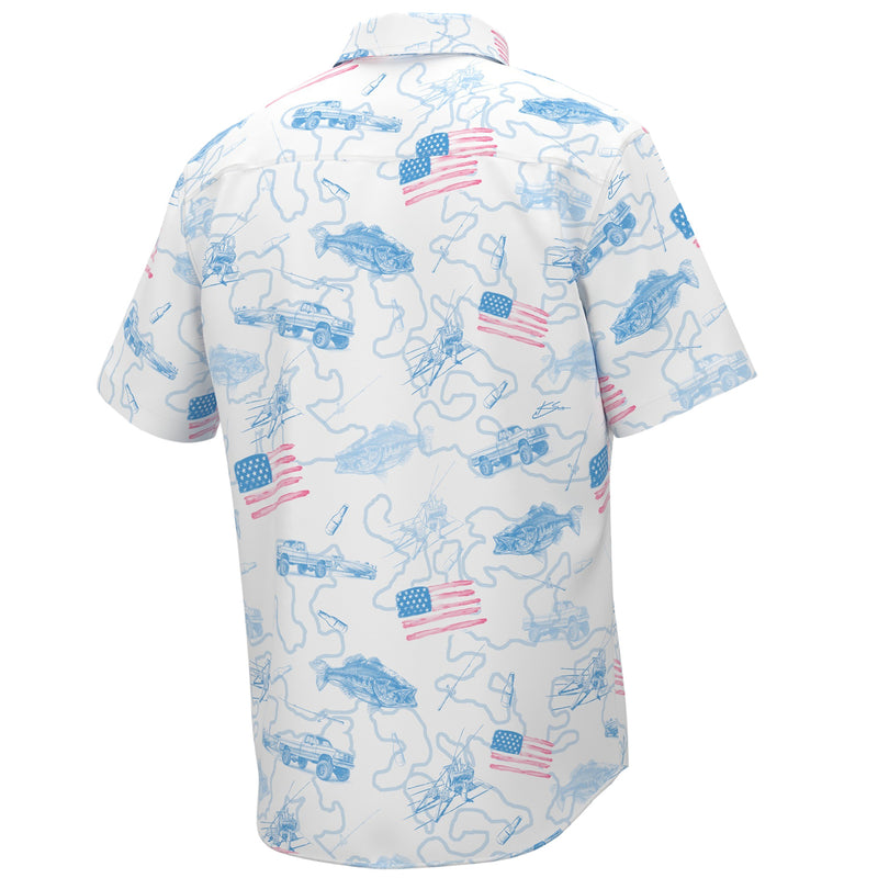 Huk Mens Kona Fish And Flag Short Sleeve Shirt