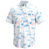 Huk Mens Kona Fish And Flag Short Sleeve Shirt