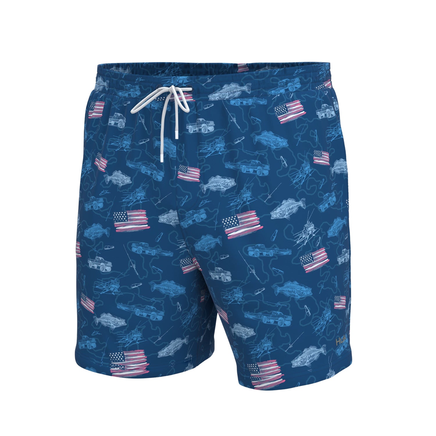 Huk Mens Pursuit Volley Fish And Flags Shorts