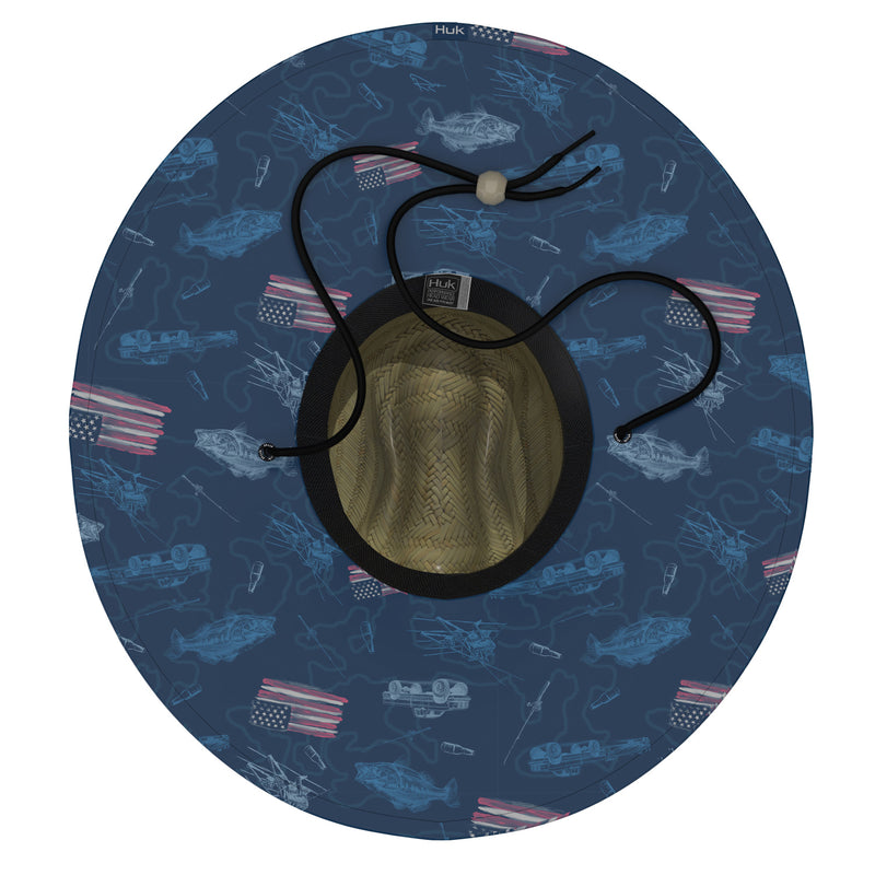 Huk Mens Fish And Flag Straw Hat