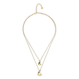 UNOde50 Gold Double Strand Two Heart Pendant Necklace