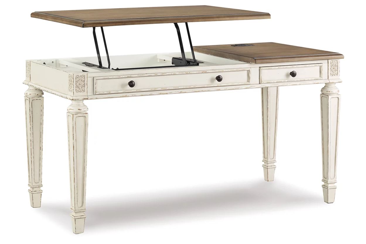 Ashley Furniture Realyn 60" Home Office Lift Top Desk with USB Charging