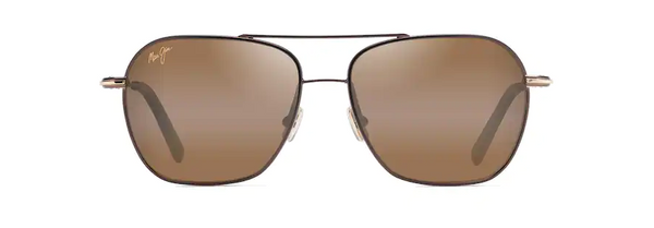 Maui Jim Mano Dark Brown With Gold Stripe Frame - HCL Bronze Lens - Polarized Sunglasses