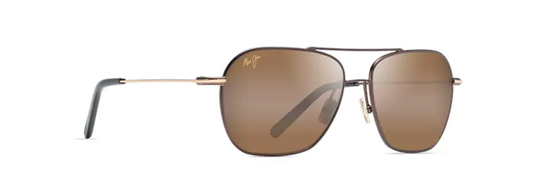 Maui Jim Mano Dark Brown With Gold Stripe Frame - HCL Bronze Lens - Polarized Sunglasses