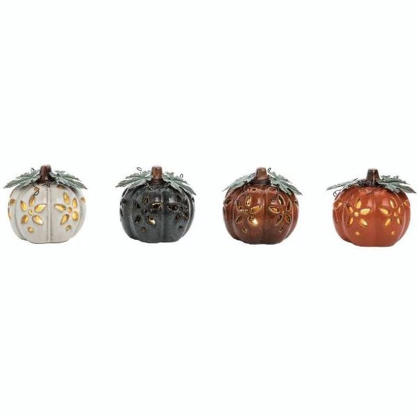 Transpac Dolomite Light Up Mini Rustic Pumpkins