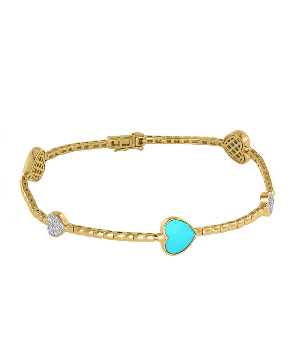 Effy 14K Yellow Gold Diamond & Turquoise Bracelet