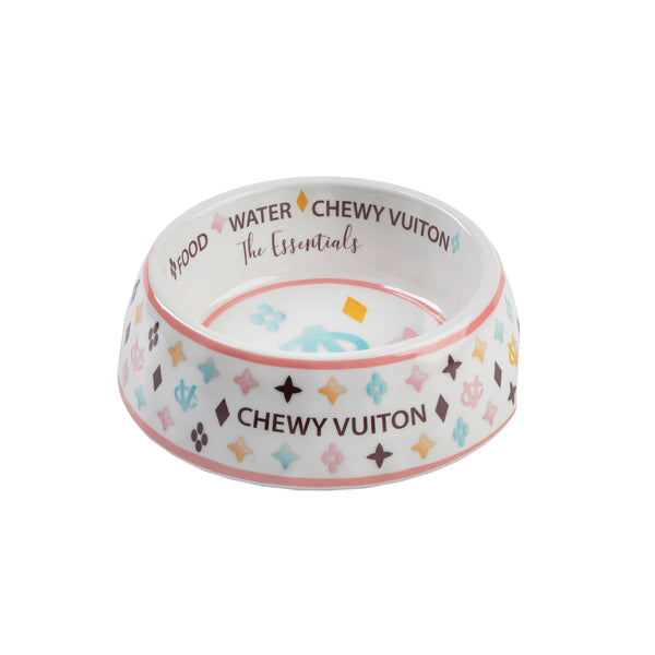 Haute Diggity Dog White Chewy Vuiton Bowl - Small