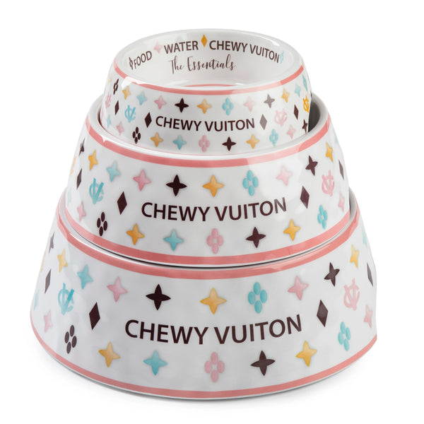 Haute Diggity Dog White Chewy Vuiton Bowl - Small