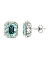 Effy 14K White Gold Diamond & Aquamarine Earrings
