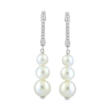 Effy 14K White Gold Diamond & Cultured Fresh Water Pearl Drop Earrings