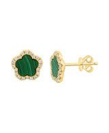 Effy 14K Yellow Gold Diamond & Malachite Earrings