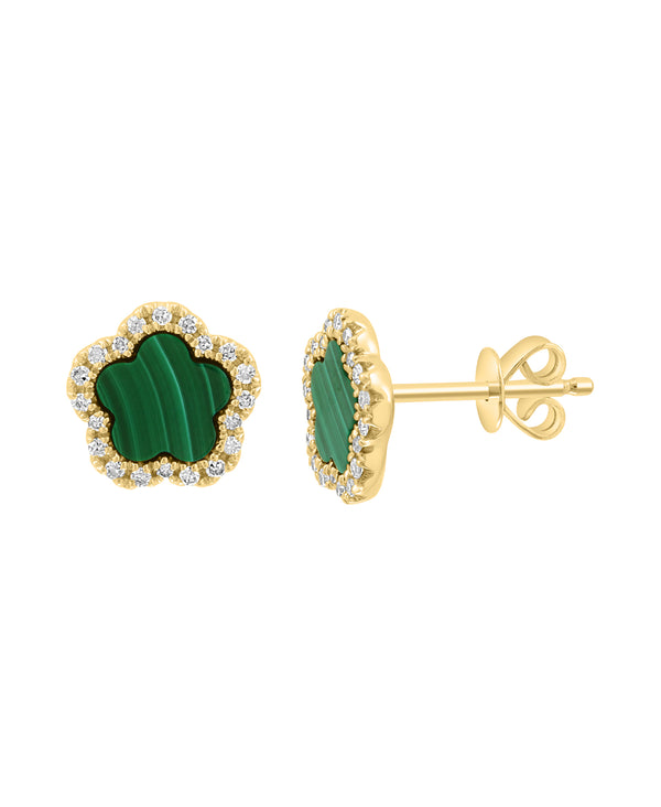 Effy 14K Yellow Gold Diamond & Malachite Earrings