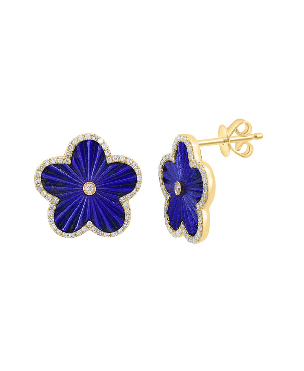 Effy 14K Yellow Gold Diamond & Lapis Lazuli Earrings