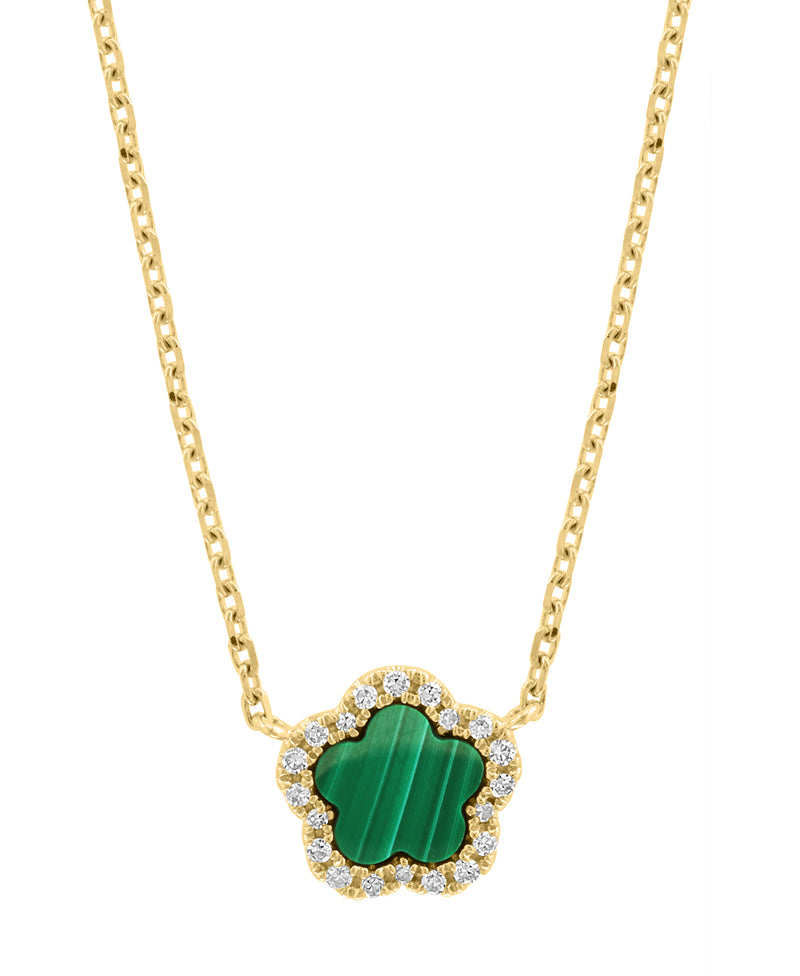 Effy 14K Yellow Gold Diamond & Malachite Necklace