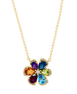 Effy 14K Yellow Gold Diamond & Multi-Stone Flower Pendant Necklace