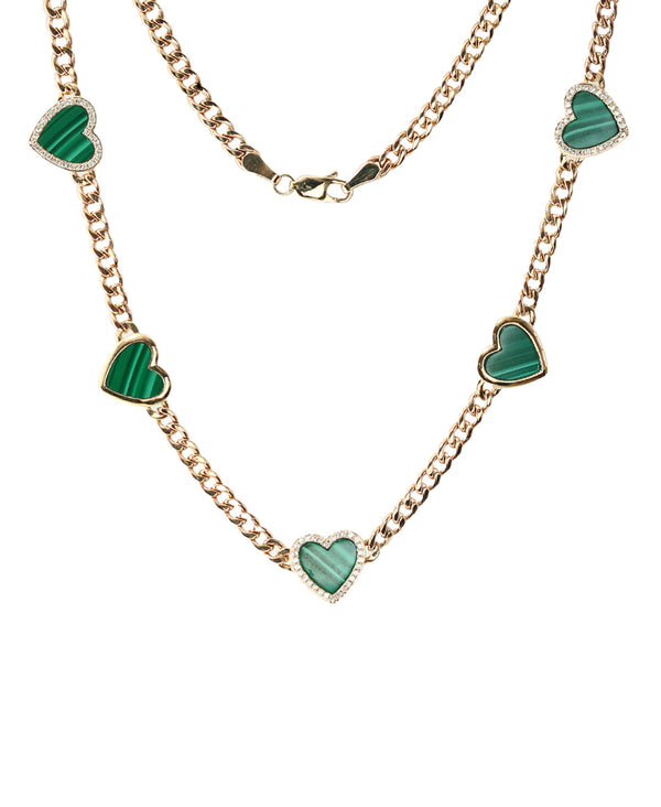Effy 14K Yellow Gold Diamond & Malachite Necklace